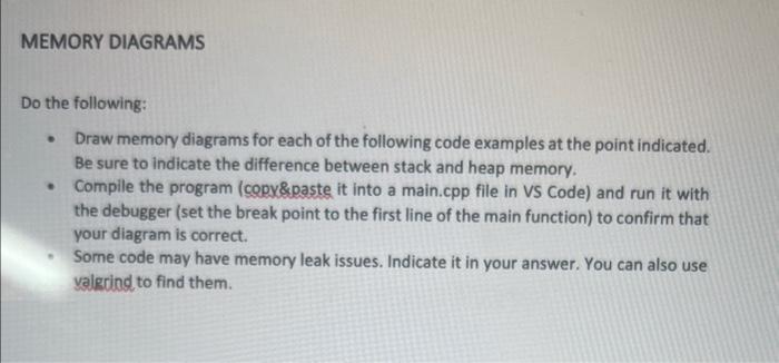 Solved Problem 3: Draw a memory diagram (very hardi) 1 Do | Chegg.com