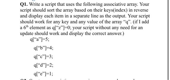 Solved Q1. Write a script that uses the following | Chegg.com