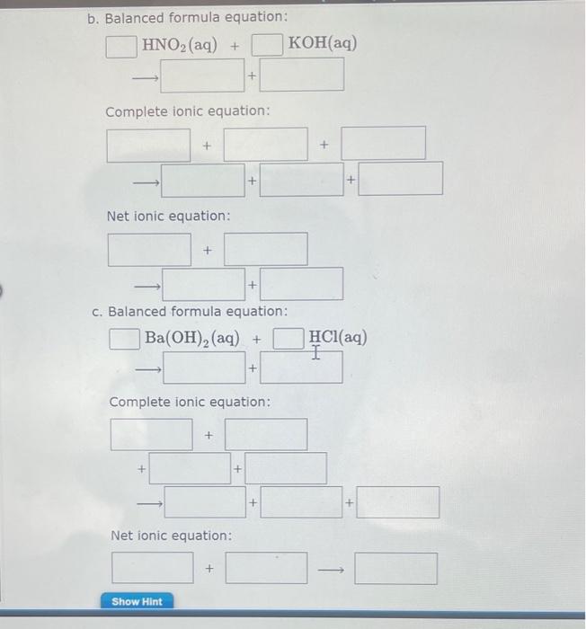 Solved Write The Balanced Formula Complete Ionic And Net 1837