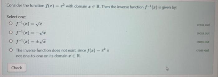 Solved Consider the function f(x)=x2 with domain x∈R. Then | Chegg.com