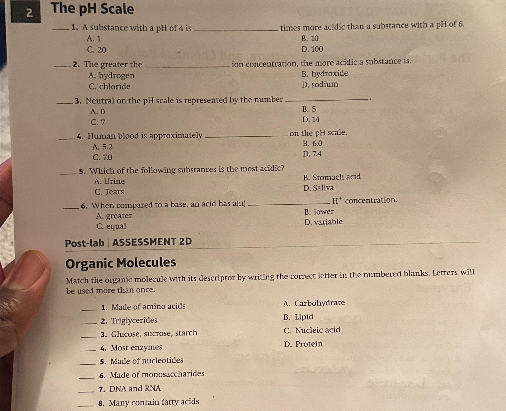 Solved 2 ﻿The pH ScaleA substance with a pH ﻿of 4 ﻿is times | Chegg.com