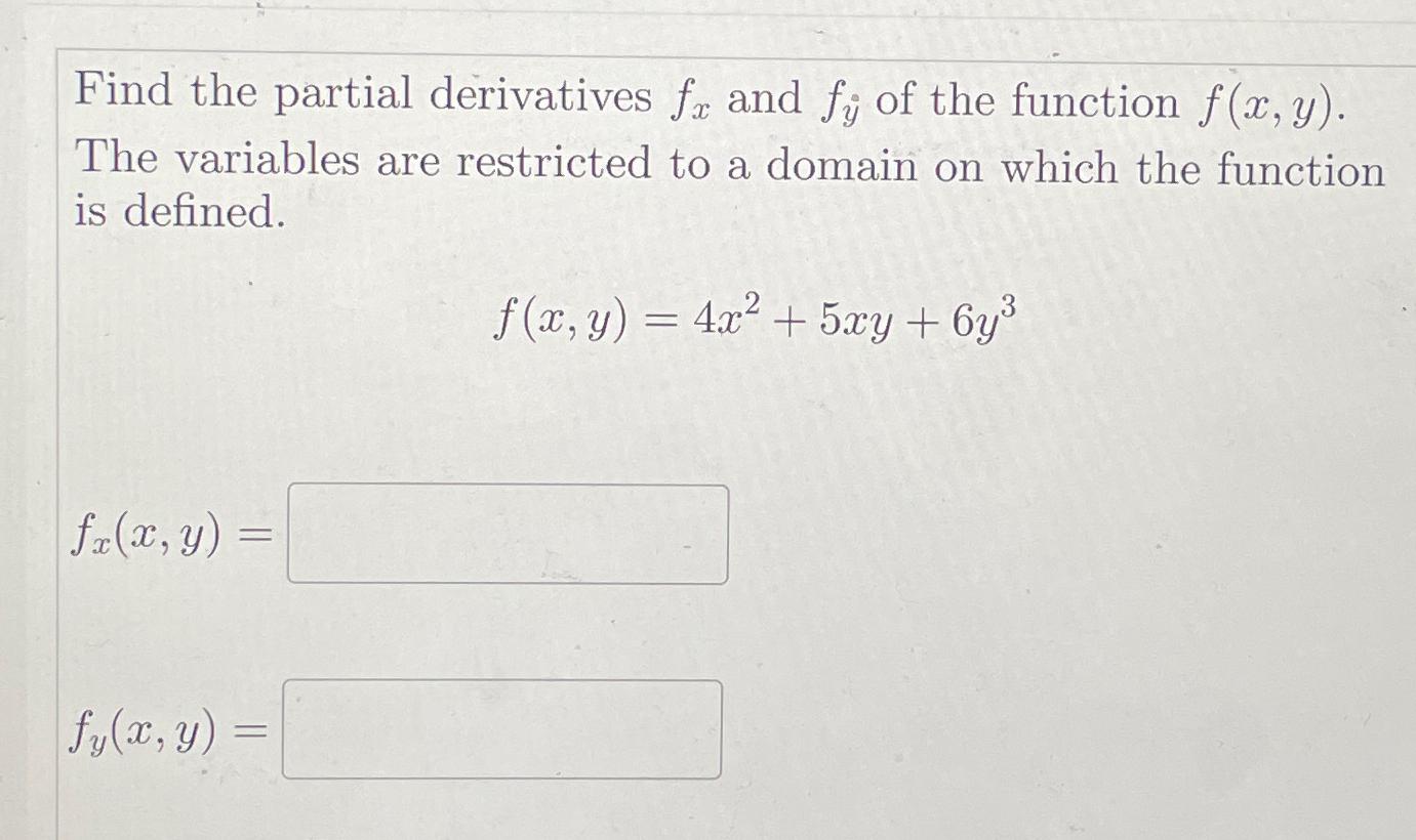 Solved Find The Partial Derivatives Fx ﻿and Fy˙ ﻿of The