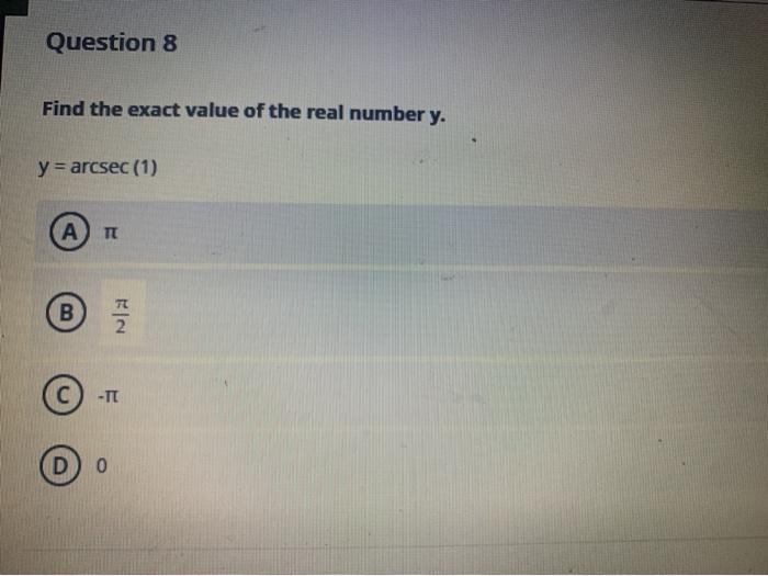 Solved Test Content Question 1 Find the exact value of the | Chegg.com