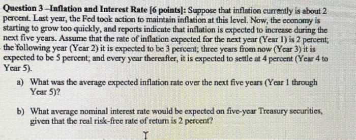 Solved Question 3-Inflation and Interest Rate [6 points]: | Chegg.com