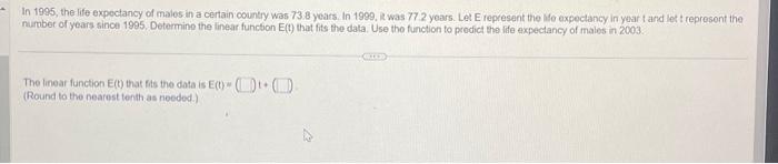 Solved In 1995, the life expectancy of males in a certain | Chegg.com