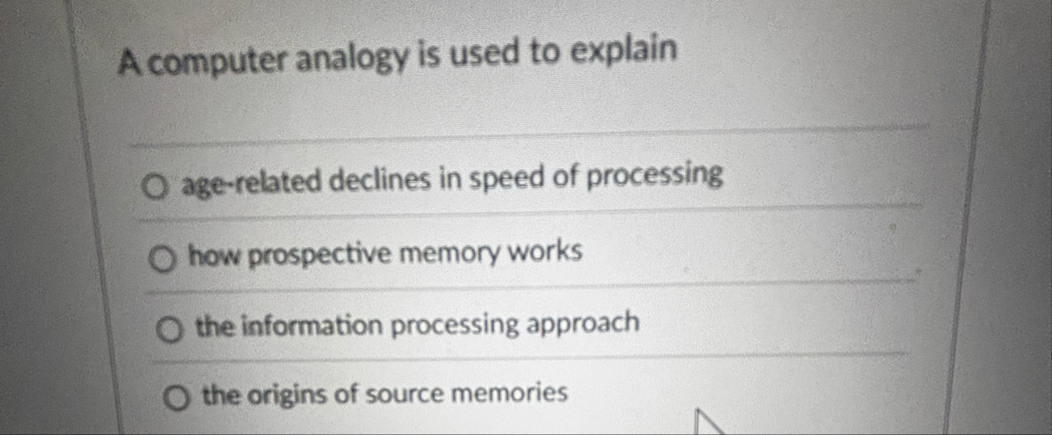 Solved A computer analogy is used to explainq,age-related | Chegg.com