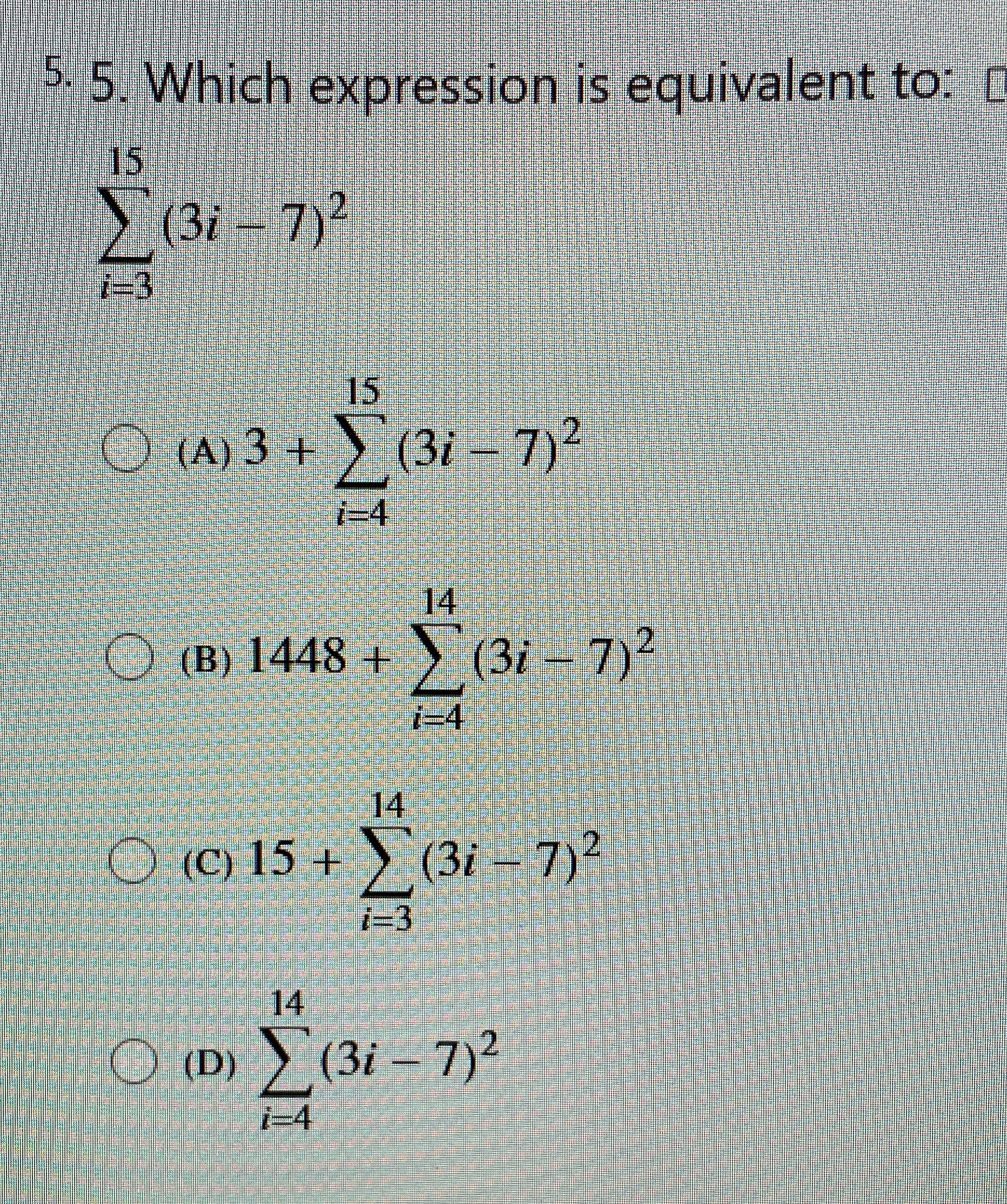 Solved Which expression is equivalent | Chegg.com