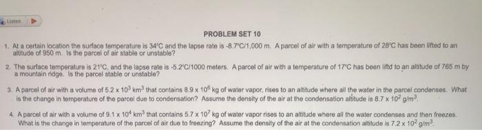 Solved PROBLEM SET 10 1. Ata certain location the surface | Chegg.com