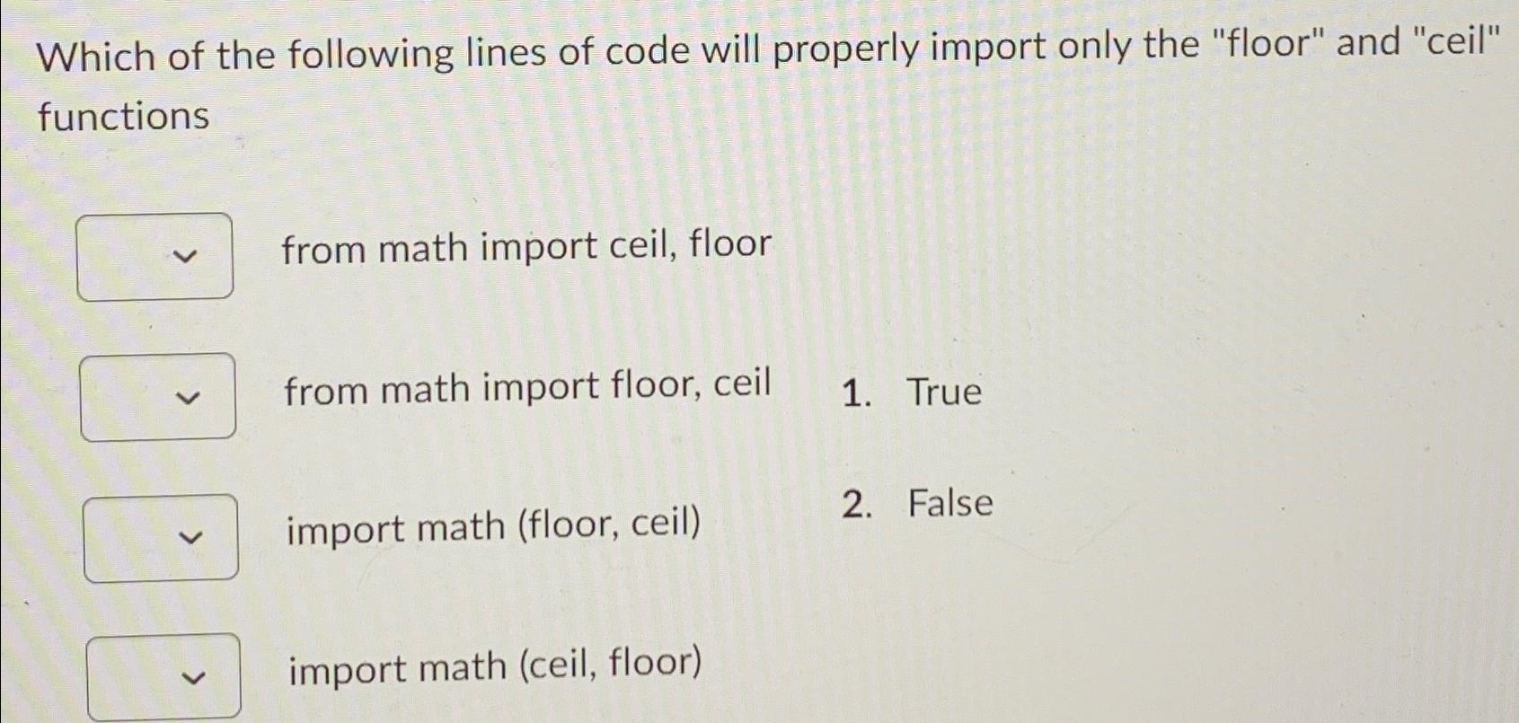 Solved Which of the following lines of code will properly | Chegg.com