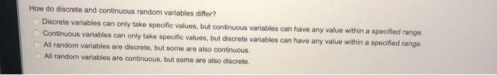 Solved How Do Discrete And Continuous Random Variables | Chegg.com