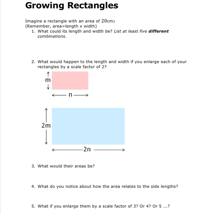 Solved Growing Rectangles Imagine a rectangle with an area