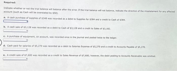 a trial balance shows dash