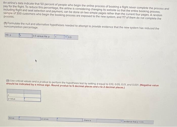 Solved An airline's data indicate that 50 percent of people | Chegg.com