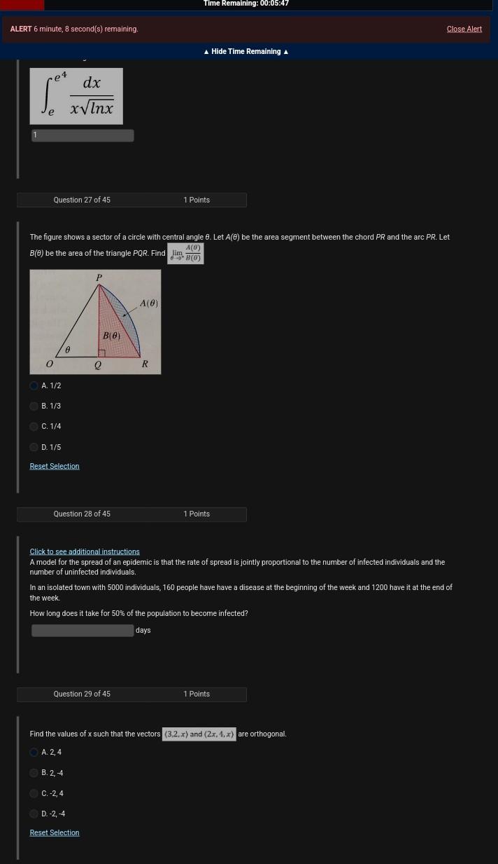 Solved ALERT 6 minute, 8 second(s) remaining. Close.Alert Δ | Chegg.com