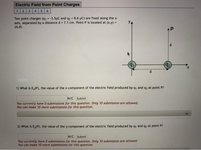 Solved Electric Field from Point Charges 1 2 3 4 5 6 Two | Chegg.com