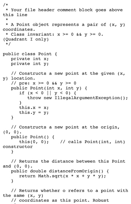 Solved Modify the Point Class from chap 8 so that it defines | Chegg.com