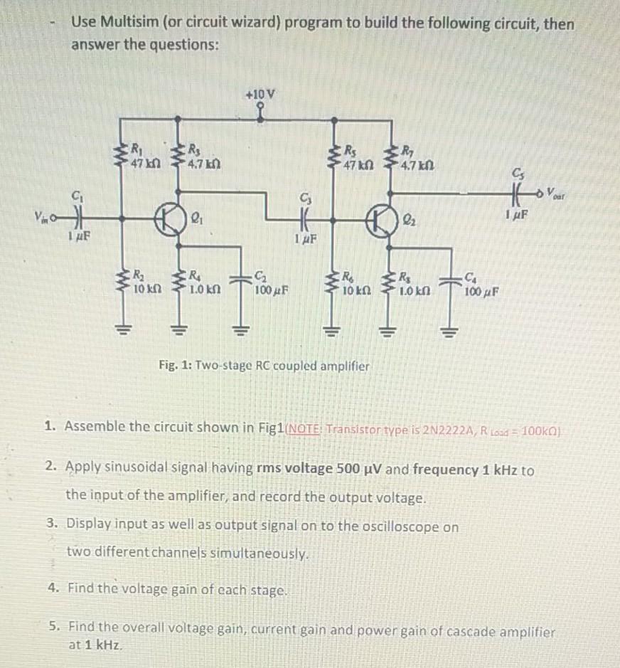 Solved Use Multisim (or circuit wizard) program to build the | Chegg.com