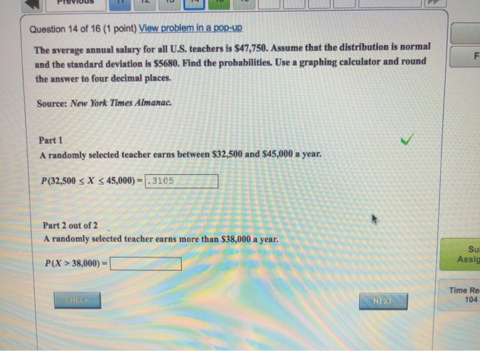 Solved Question 14 of 16 (1 point) View problem in a pop-up | Chegg.com