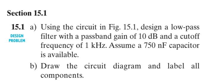 Solved Section 15.1 15.1 a) Using the circuit in Fig. 15.1, | Chegg.com