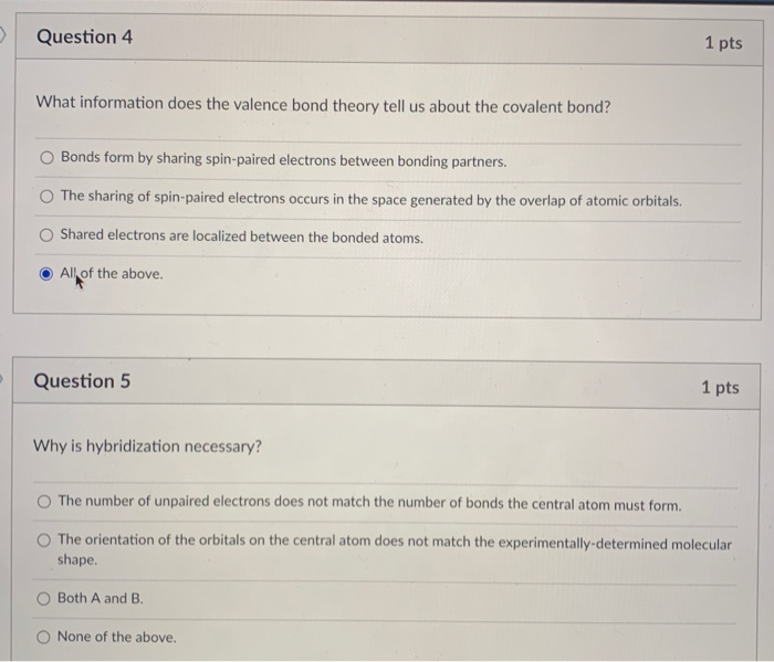 Solved What Information Does The Valence Bond Theory Tell Us Chegg