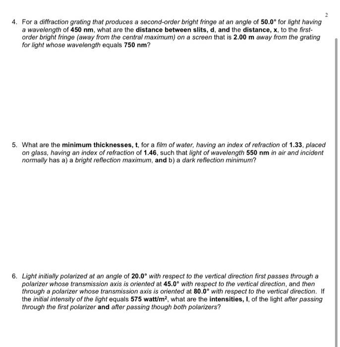 Solved 2 4. For a diffraction grating that produces a | Chegg.com
