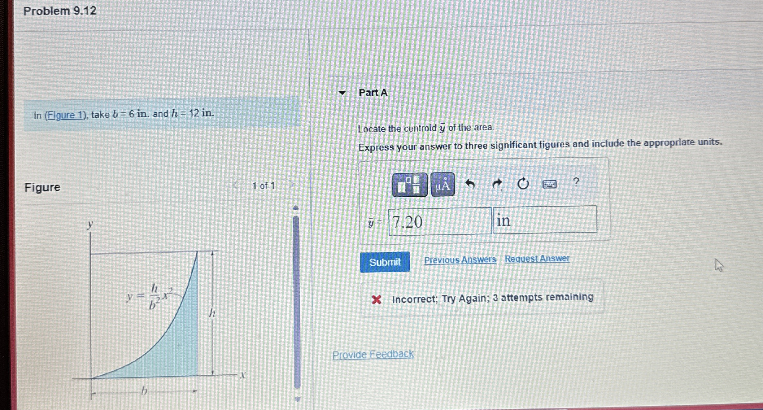 Solved Problem 9.12In (Figure 1), ﻿take b=6 ﻿in. ﻿and h=12 | Chegg.com