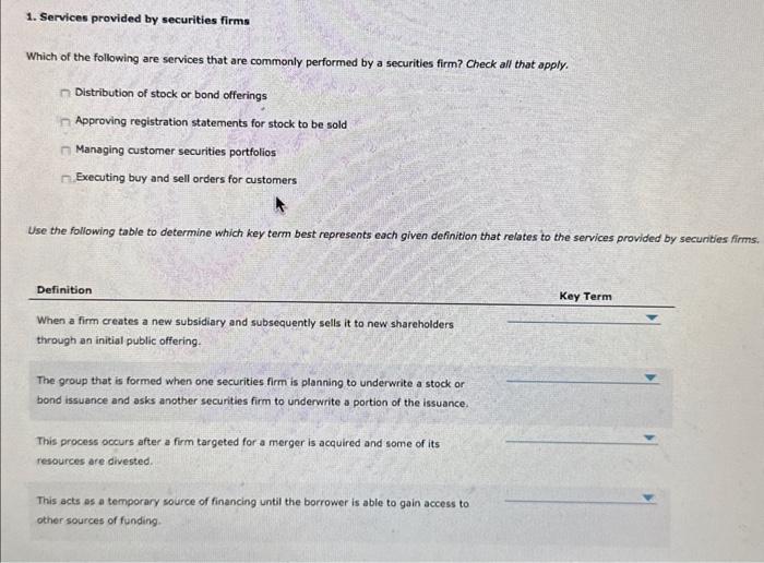 Solved Which of the following are services that are commonly | Chegg.com
