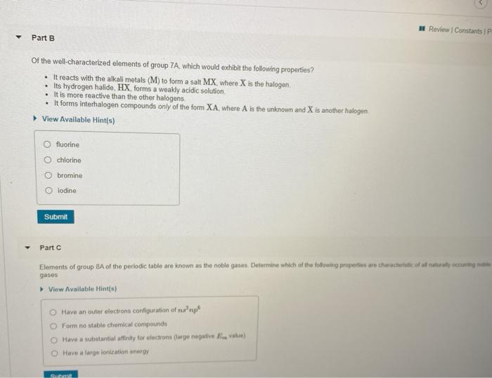 Solved Part A A main group metal was studied and found to Chegg com