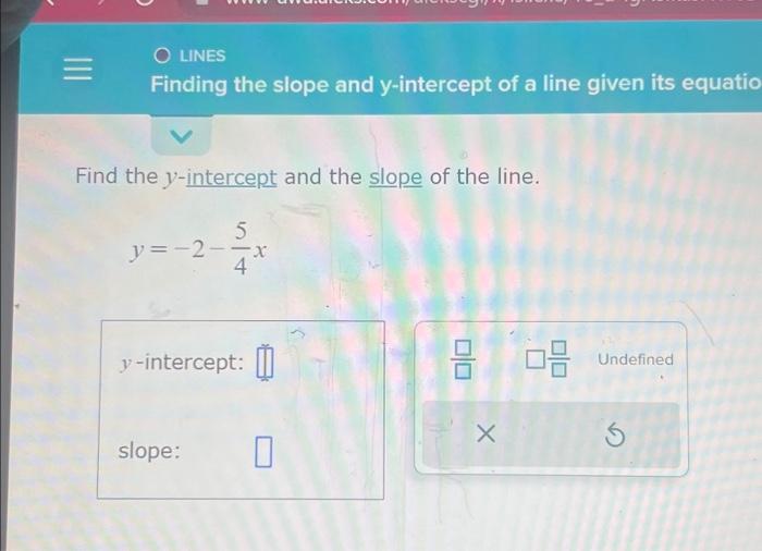 find the slope and y intercept of the line