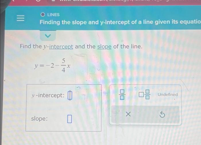 Solved ||| O LINES Finding the slope and y-intercept of a | Chegg.com