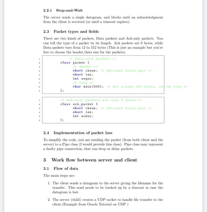 Programming Assignment 2 Implementing a Reliable Data | Chegg.com