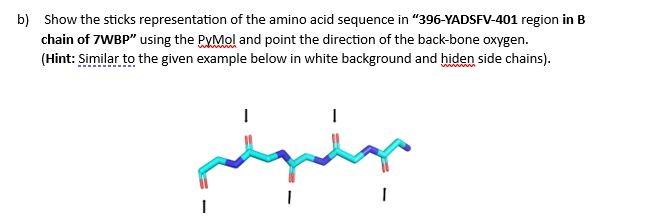 b) Show the sticks representation of the amino acid | Chegg.com