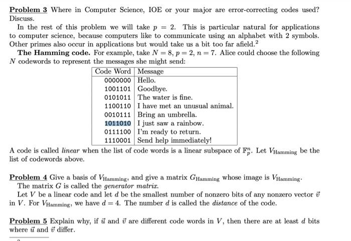 Solved Error-Correcting Codes. We Now Discuss Basic Concepts | Chegg ...