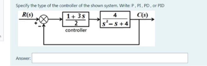 Solved 1 Specify the type of the controller of the shown | Chegg.com