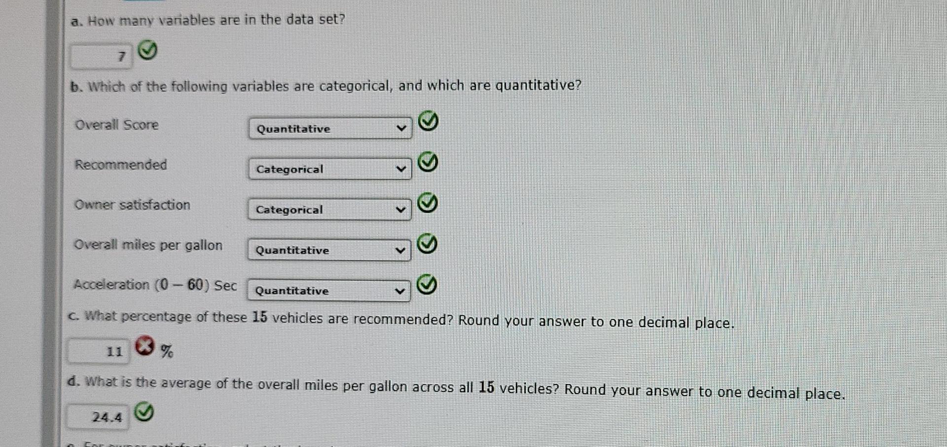 a. How many variables are in the data set? 7 b. Which | Chegg.com