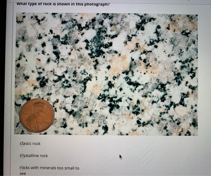 Solved What type of rock is shown in this photograph?
