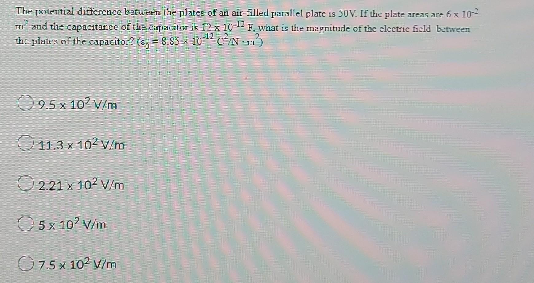 Solved The potential difference between the plates of an | Chegg.com