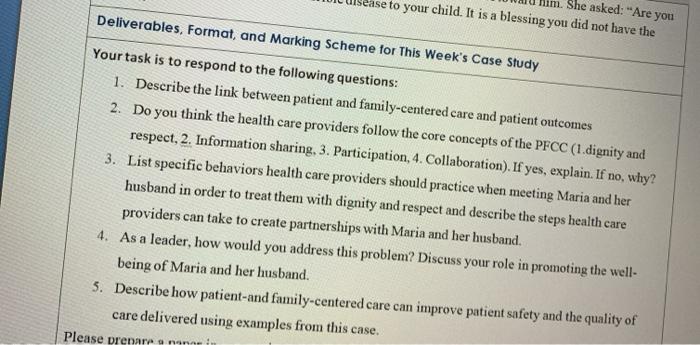 She asked: Are you sease to your child. It is a blessing you did not have the Deliverables, Format, and Marking Scheme for T