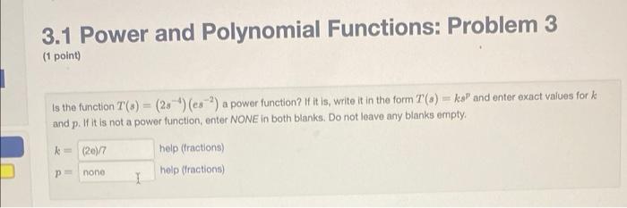 Solved 3.1 Power and Polynomial Functions: Problem 3 (1 | Chegg.com