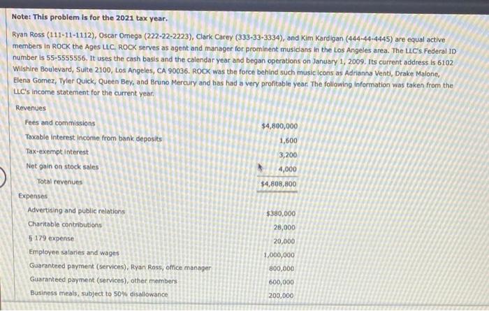 Solved Note: This problem is for the 2021 tax year. Ryan