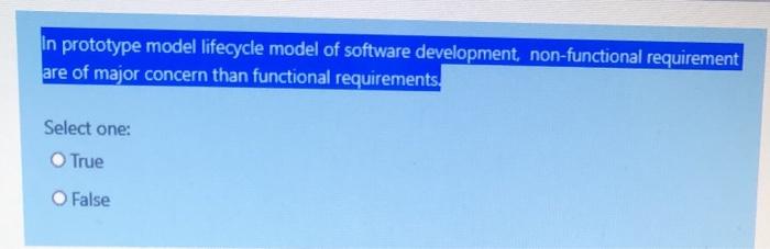 Solved in prototype model lifecycle model of software | Chegg.com