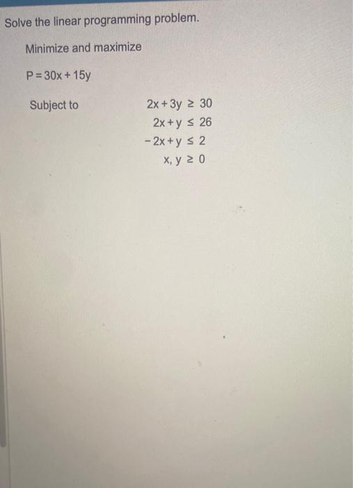Solved Solve the linear programming problem. Minimize and | Chegg.com