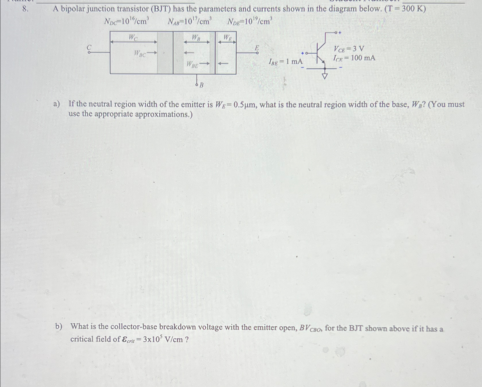 A bipolar junction transistor (BJT) ﻿has the | Chegg.com