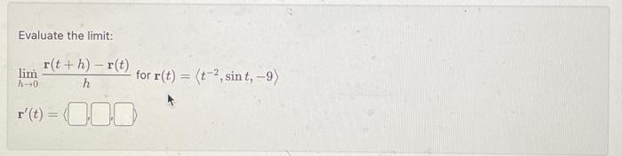 Solved Evaluate The Limit: Limh→0hr(t+h)−r(t) For 