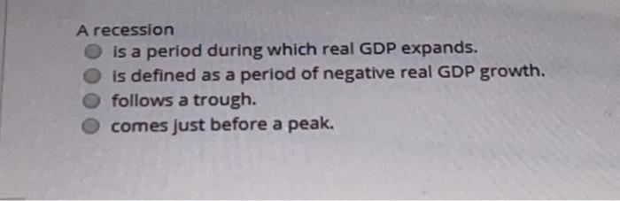 Solved A recession is a period during which real GDP | Chegg.com