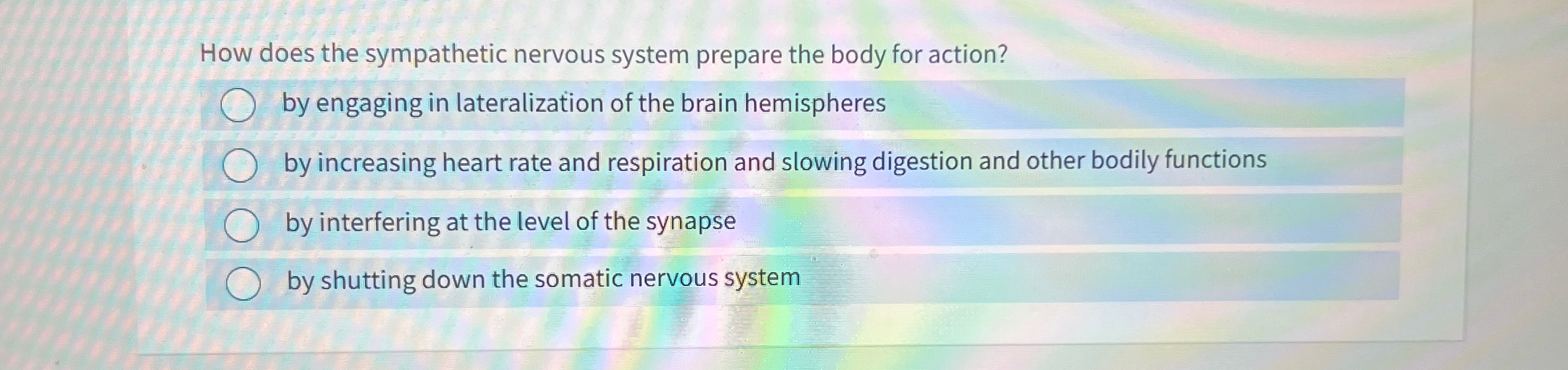 Solved How does the sympathetic nervous system prepare the | Chegg.com