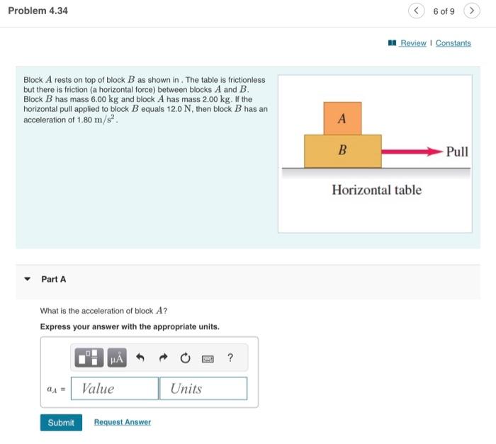 Solved Block A rests on top of block B as shown in. The | Chegg.com