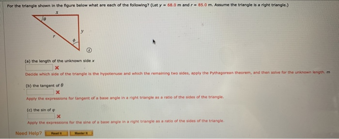 Solved For The Triangle Shown In The Figure Below What Are | Chegg.com