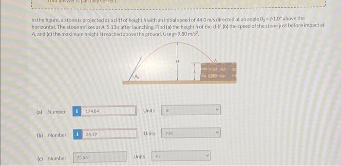 Solved In the figure, a stone is projected at a cliff of | Chegg.com