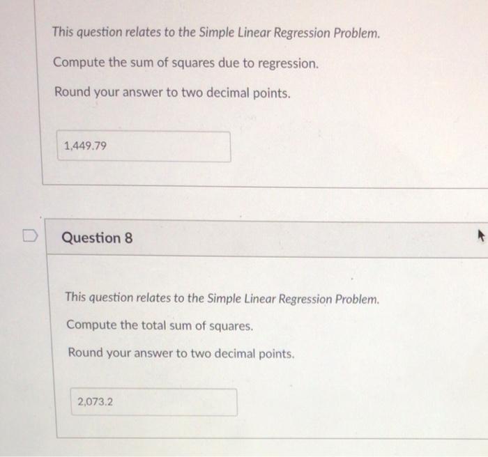 Solved This question relates to the Simple Linear Regression | Chegg.com